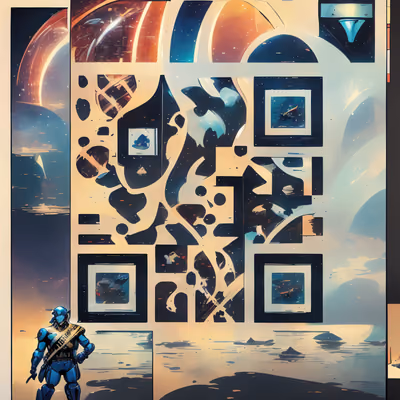 Comic Panel Armored Hero Sci-Fi QR Code for Posters — image 1
