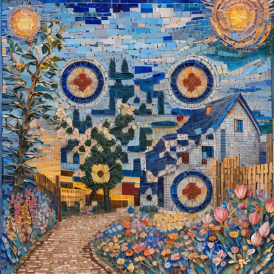 Cottage Garden Mosaic QR Code Art — image 1