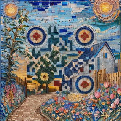 Cottage Garden Mosaic QR Code Art