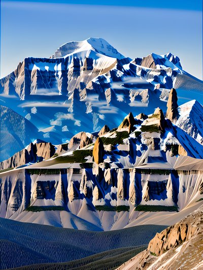 Snowy Rocky Mountain Photorealistic QR Code Art