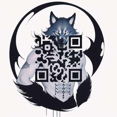 Оборотень на фоне луны: QR-код в стиле тату для временных татуировок — изображение 1