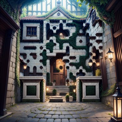 Ivy Courtyard Fantasy QR Code Art