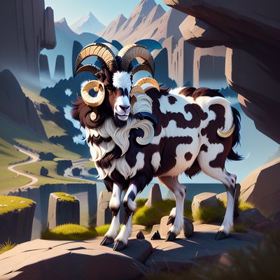 Mountain Ram Digital Painting QR Code Art
