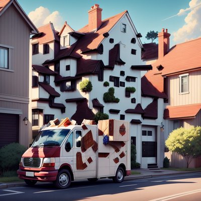 Suburban Delivery Van Digital Painting QR Code for Posters