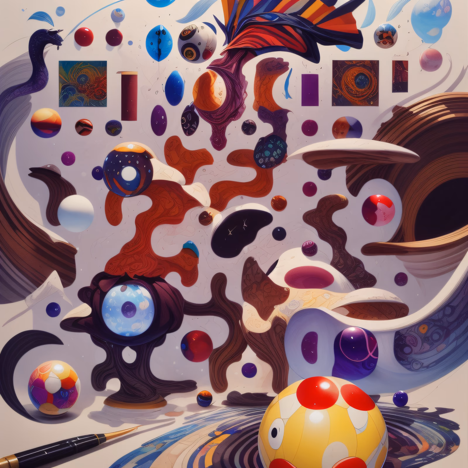 Surreal Floating Spheres Gouache QR Code Art — image 1