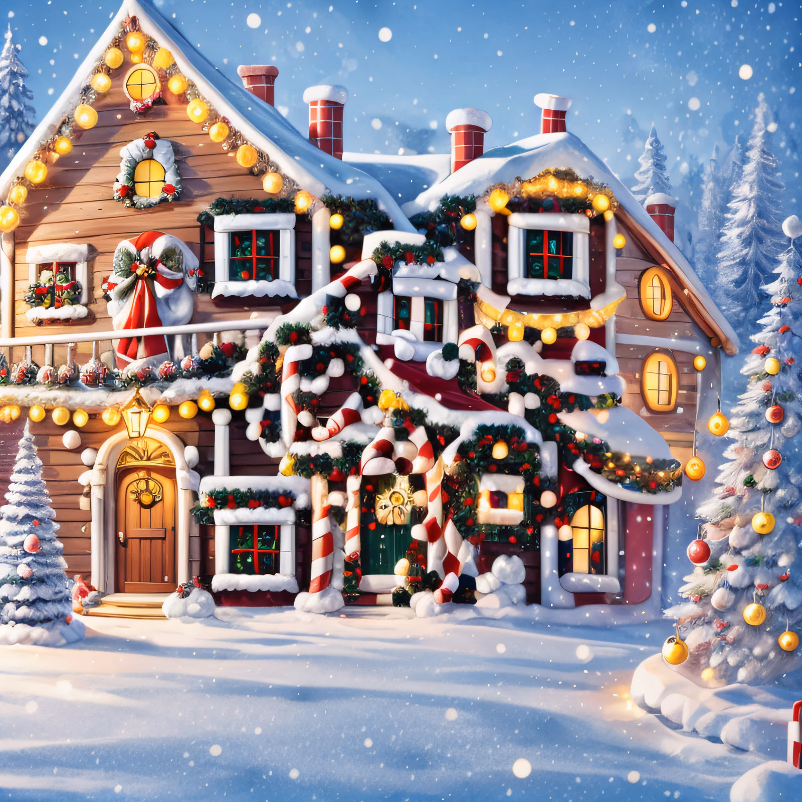 Snowy Santa House Christmas QR Code for Greeting Cards — image 1