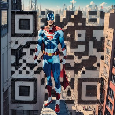 Superhero Rooftop City Comic QR Code for Posters