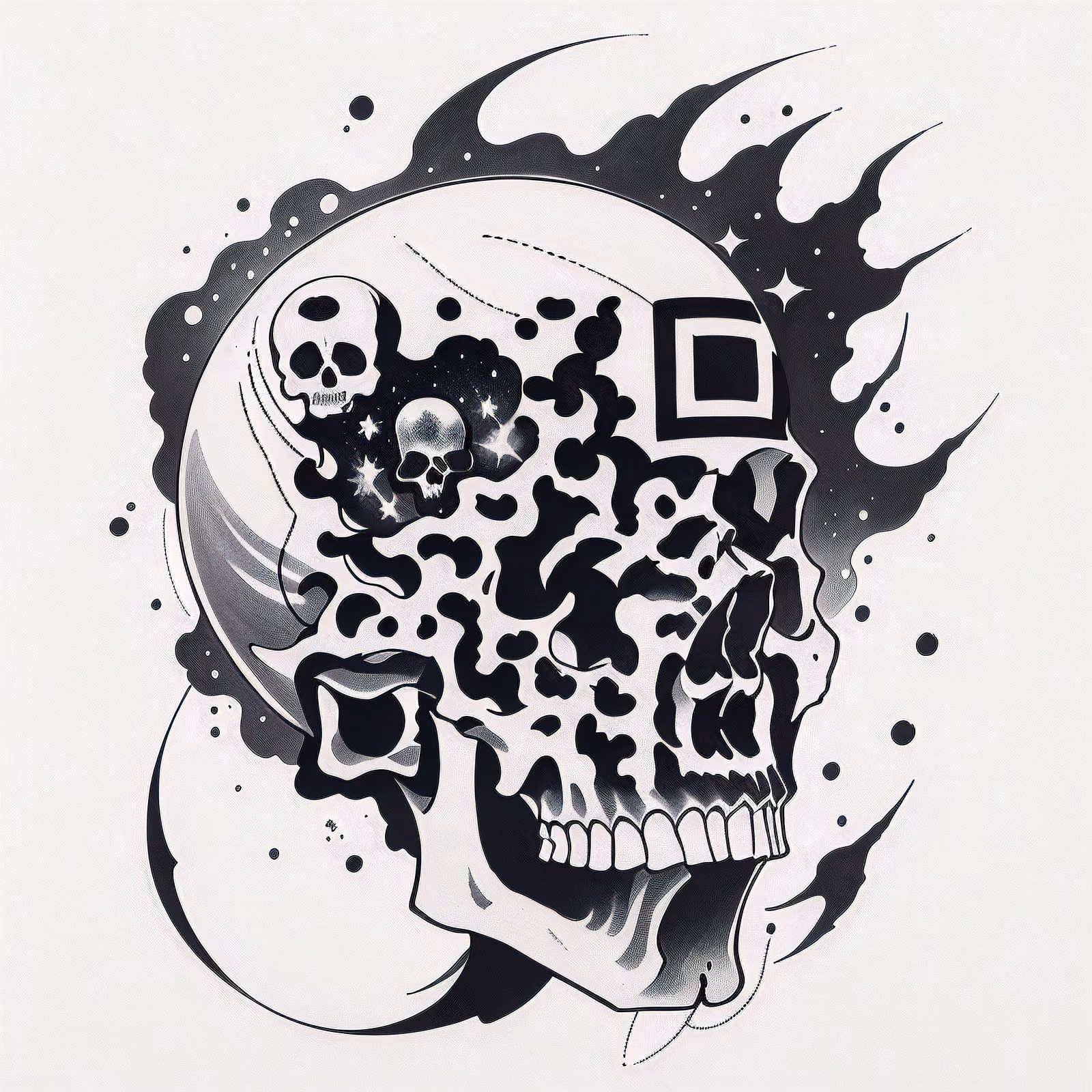 Galaxy Skull Ink Tattoo Stars QR Code for Temporary Tattoos — image 1