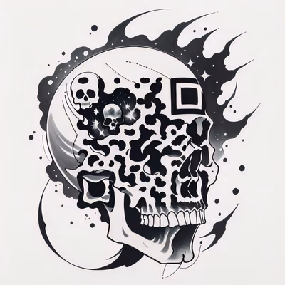 Galaxy Skull Ink Tattoo Stars QR Code for Temporary Tattoos — image 1