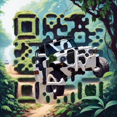 Off-Road Jungle Adventure Cartoon QR Code Art — image 1