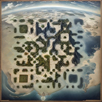 空中大陆地图数字绘景二维码艺术