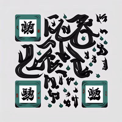 黑色水墨书法二维码艺术 — 图片 1