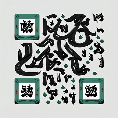 Black Ink Brush Calligraphy QR Code Art