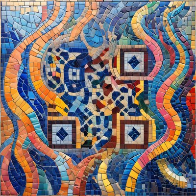 Colorful Wavy Tile Mosaic QR Code Art