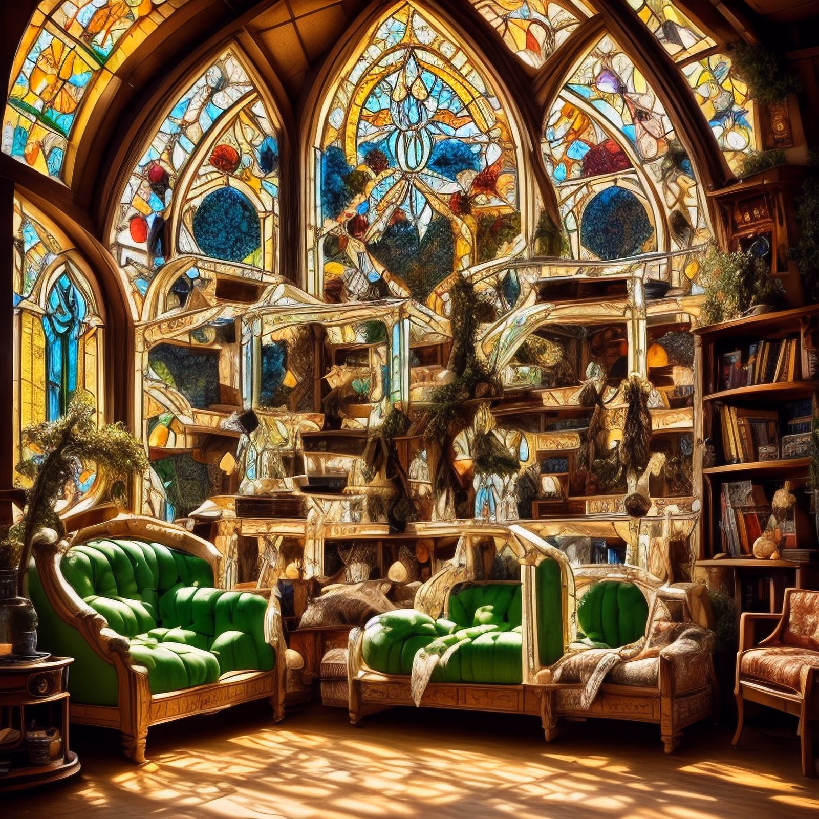 Stained Glass Library Room Storybook QR Code Art — image 1