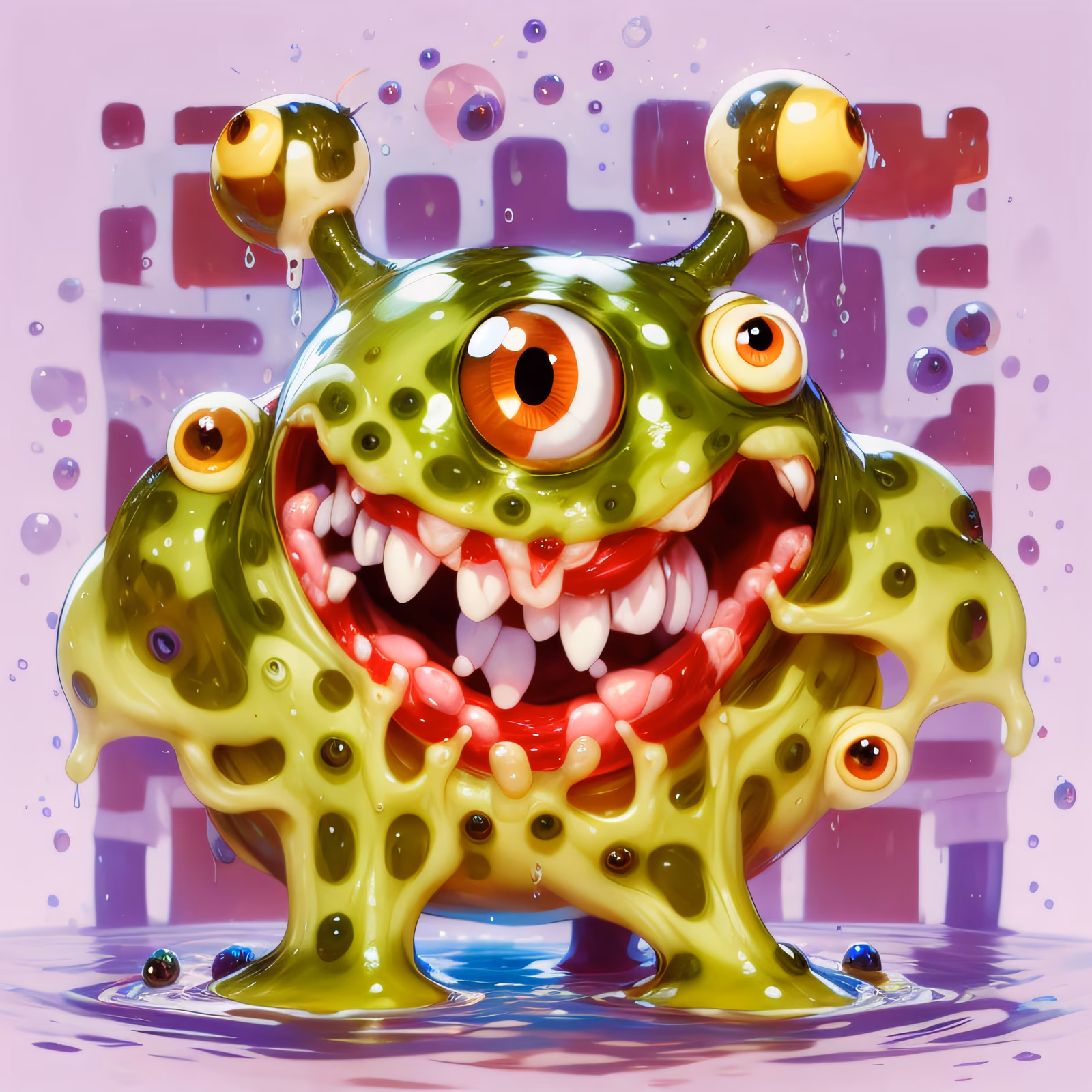 Slimy Eyeball Monster Cartoon QR Code for Stickers — image 1