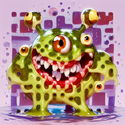 Slimy Eyeball Monster Cartoon QR Code for Stickers