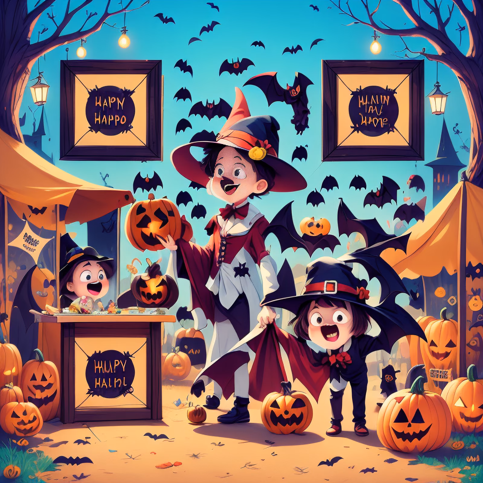 Kids Halloween Festival Cartoon QR Code for Event Invitations — image 1