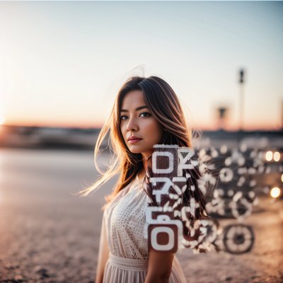 Sunset Woman Portrait Photo QR Code for Posters