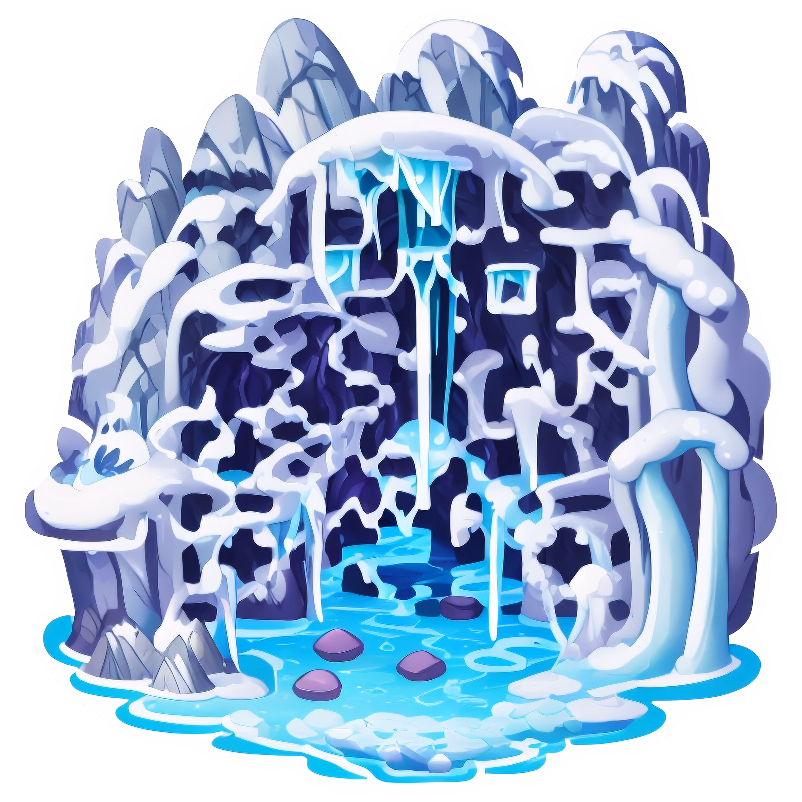 Ледяная пещера, векторный стикер: QR-код для наклеек — изображение 1