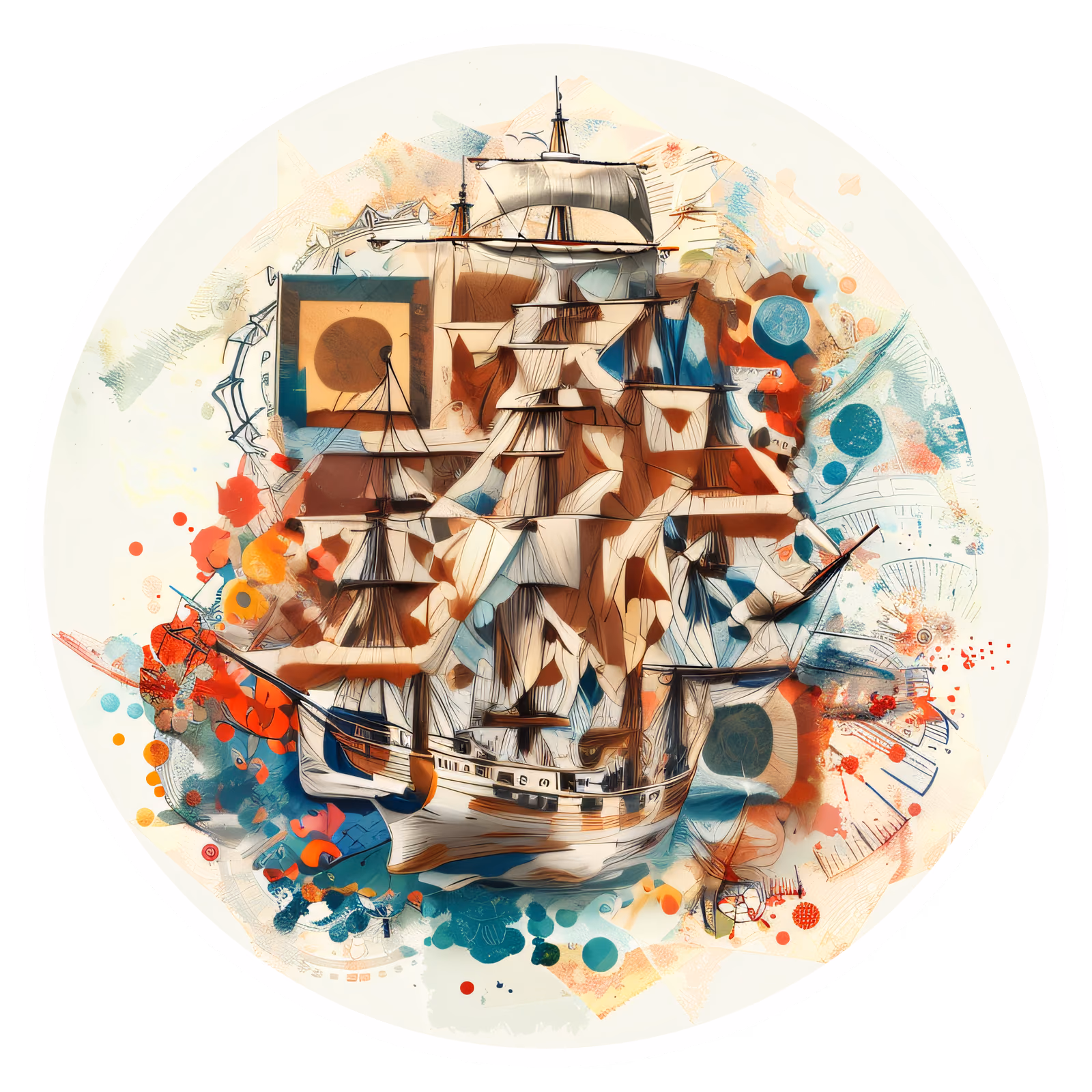 Клипер в абстрактном коллаже: QR-код для наклеек — изображение 1