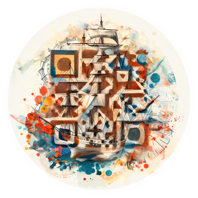 Клипер в абстрактном коллаже: QR-код для наклеек — изображение 1