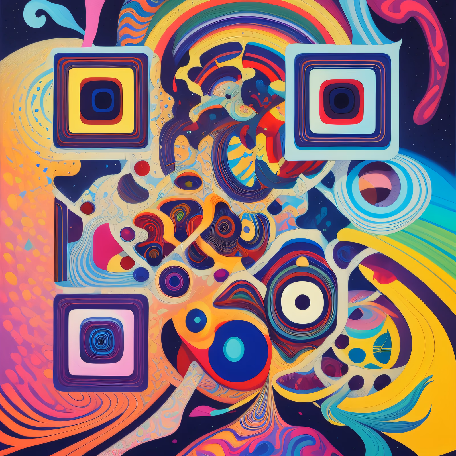 Psychedelic Swirl Vector QR Code for Posters — image 1