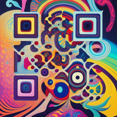 Psychedelic Swirl Vector QR Code for Posters