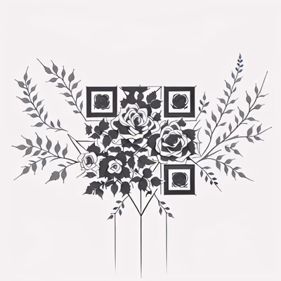 Розы и плющ: QR-код в стиле татуировки тушью для временных тату — изображение 1