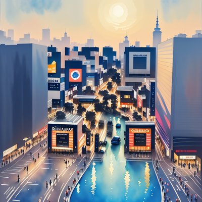 Tokyo Shibuya Crossing Watercolor QR Code Art