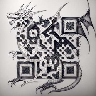 Winged Dragon Tattoo Ink QR Code for Temporary Tattoos