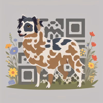 Sheepdog and Wildflowers Vector QR Code Art — image 1