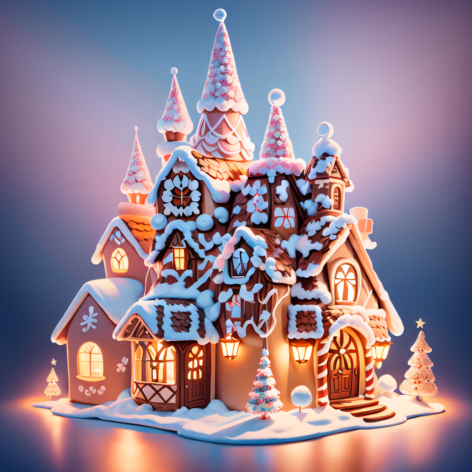 Gingerbread House 3D Render Christmas QR Code for Greeting Cards — image 1