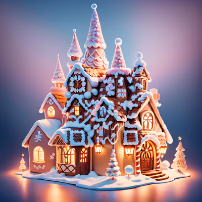 Gingerbread House 3D Render Christmas QR Code for Greeting Cards — image 1