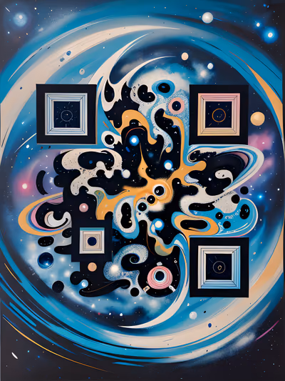 宇宙漩涡抽象绘画二维码艺术海报设计 — 图片 1