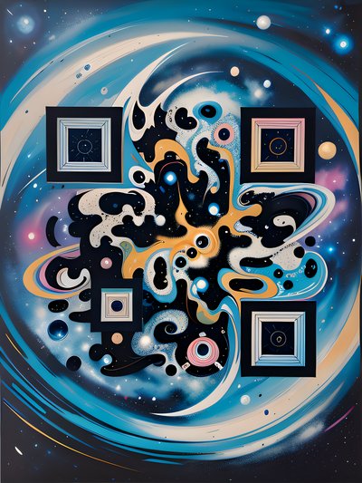Cosmic Swirl Abstract Painting QR Code for Posters