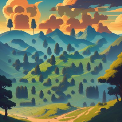 Rolling Green Hills Vector Landscape QR Code Art