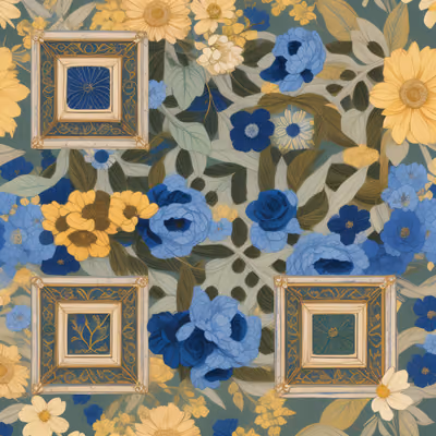 Blue Yellow Floral Pattern QR Code Art — image 1