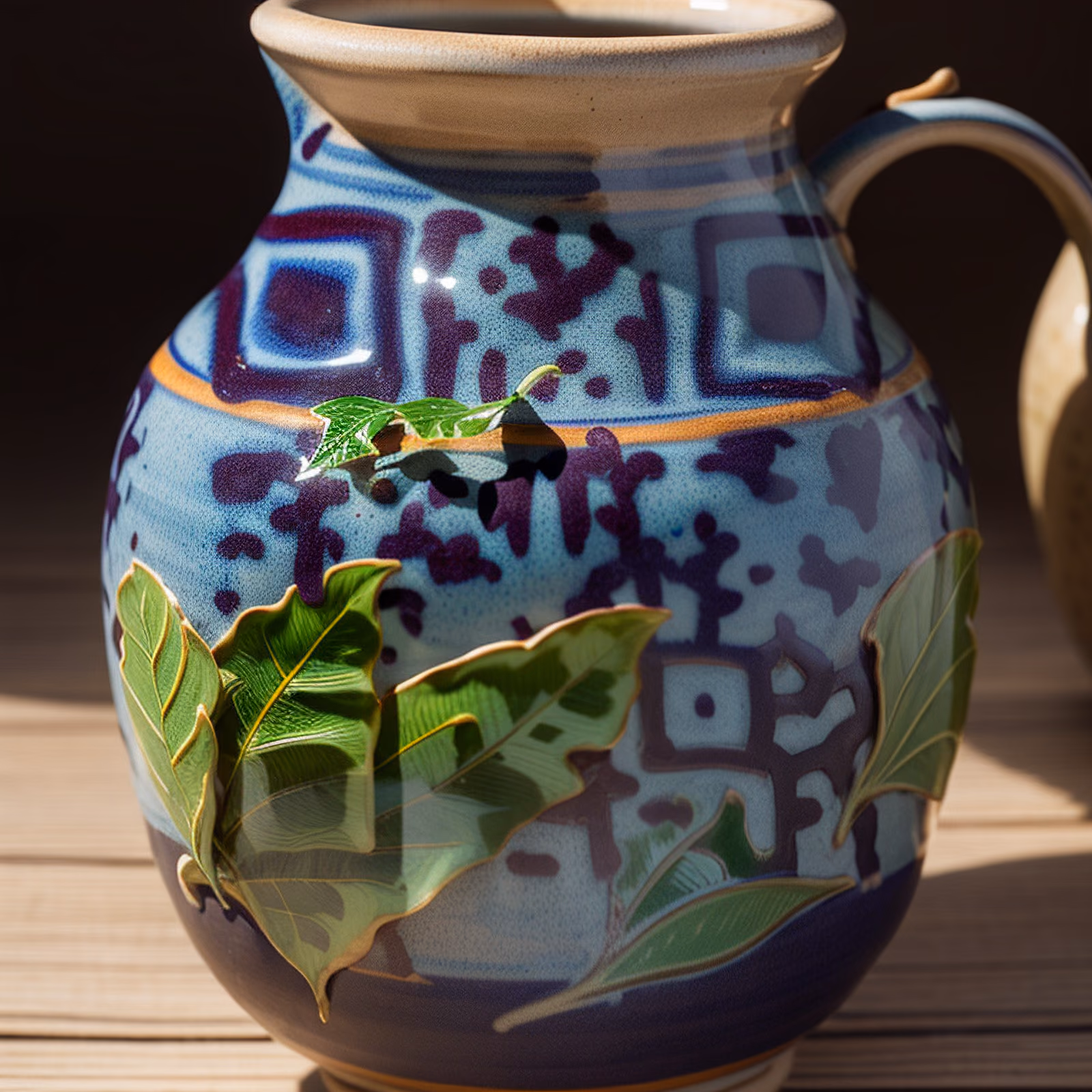 Glazed Pottery Jug Photo Vase QR Code Art — image 1