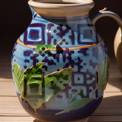 Glazed Pottery Jug Photo Vase QR Code Art — image 1