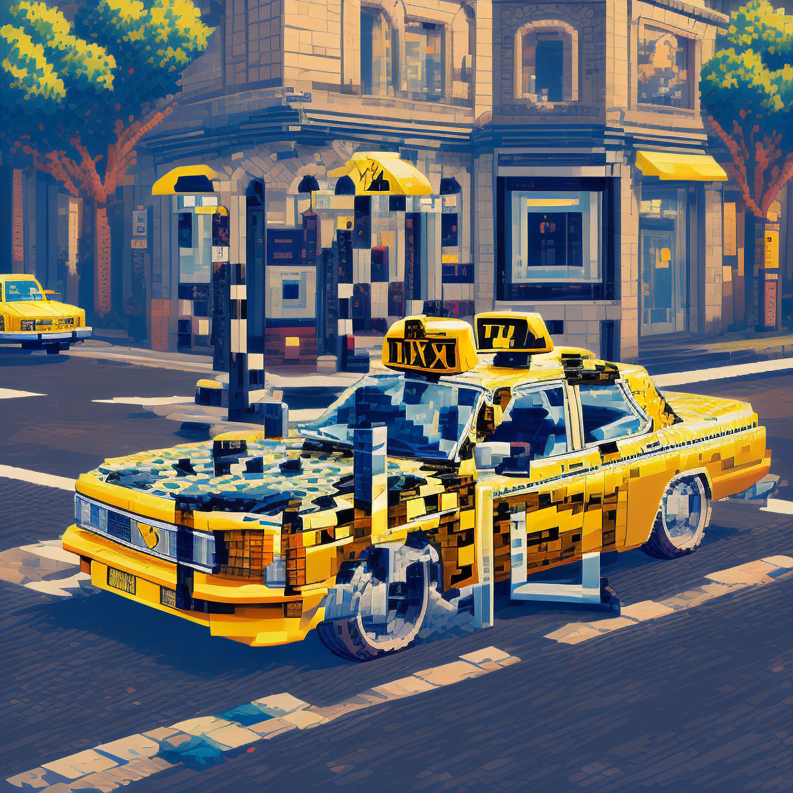 Yellow Taxi Street Pixel Art QR Code for Posters — image 1