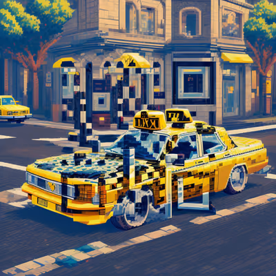 Yellow Taxi Street Pixel Art QR Code for Posters — image 1