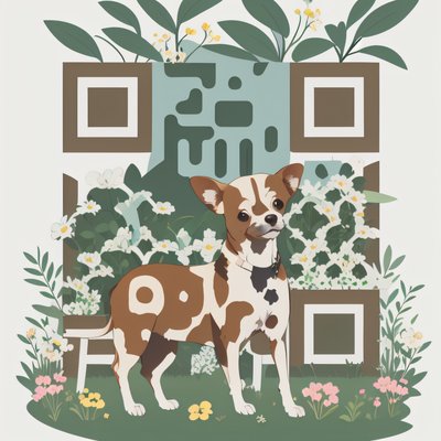 Chihuahua Garden Flat Vector QR Code Art