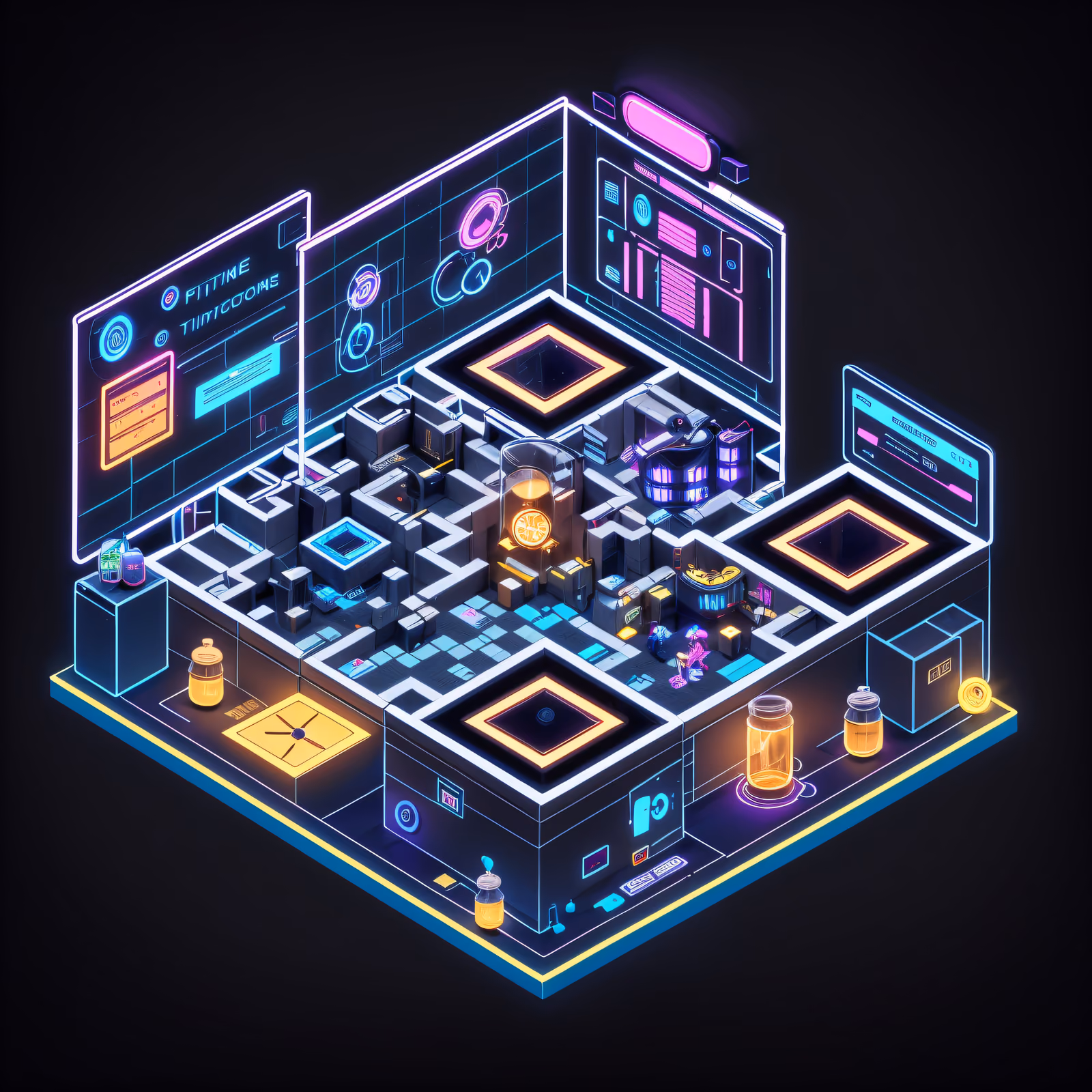 Isometric Time Travel Control Room QR Code Poster — image 1