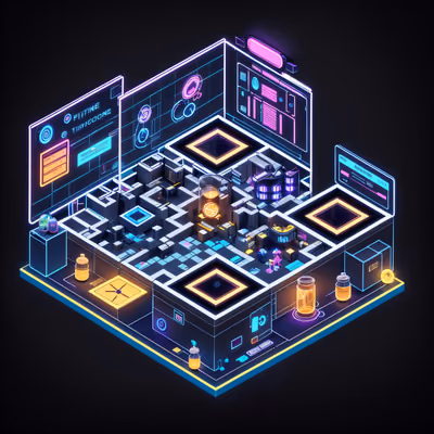 Isometric Time Travel Control Room QR Code Poster — image 1