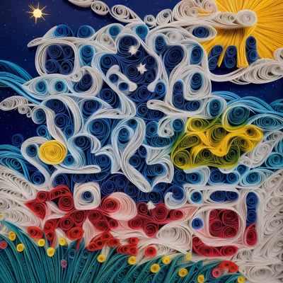 Starry Night Sky Paper Quilling QR Code Art — image 1