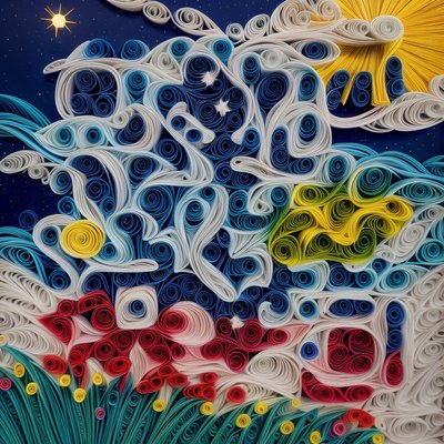 Starry Night Sky Paper Quilling QR Code Art