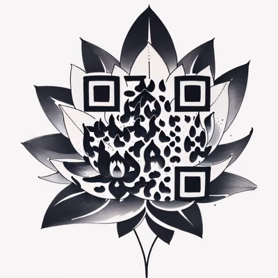 Black Ink Lotus Tattoo QR Code for Temporary Tattoos — image 1