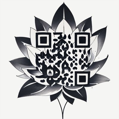 Black Ink Lotus Tattoo QR Code for Temporary Tattoos