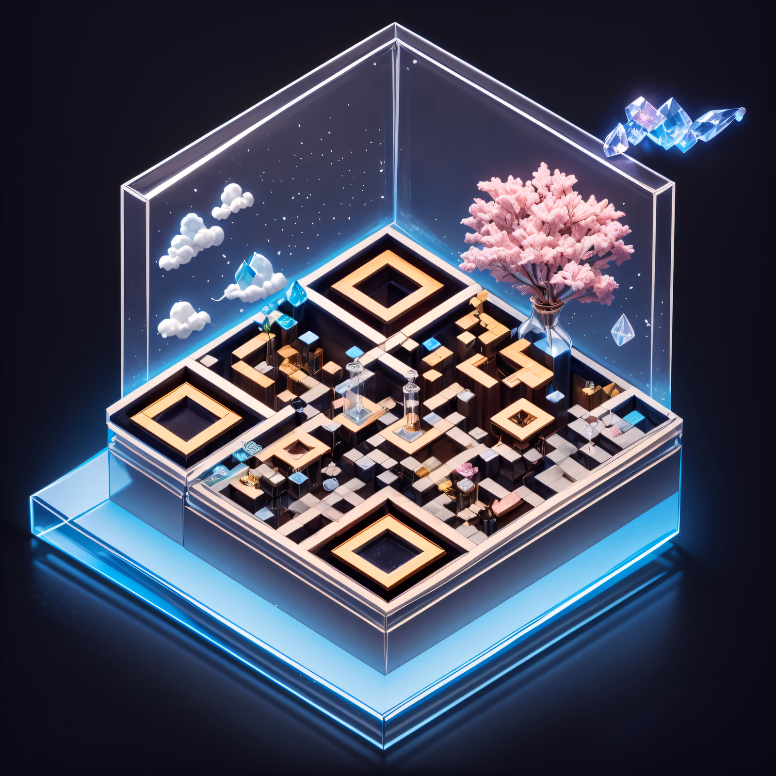 Isometric Perfumery Diorama QR Code for Packaging — image 1